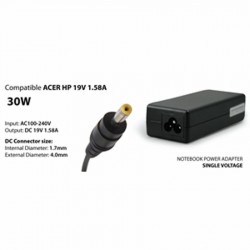 HANTOL NBP01 30W AC Adapter Comp Acer HP 19V 1.58, plug 1.7/4.0 mm
